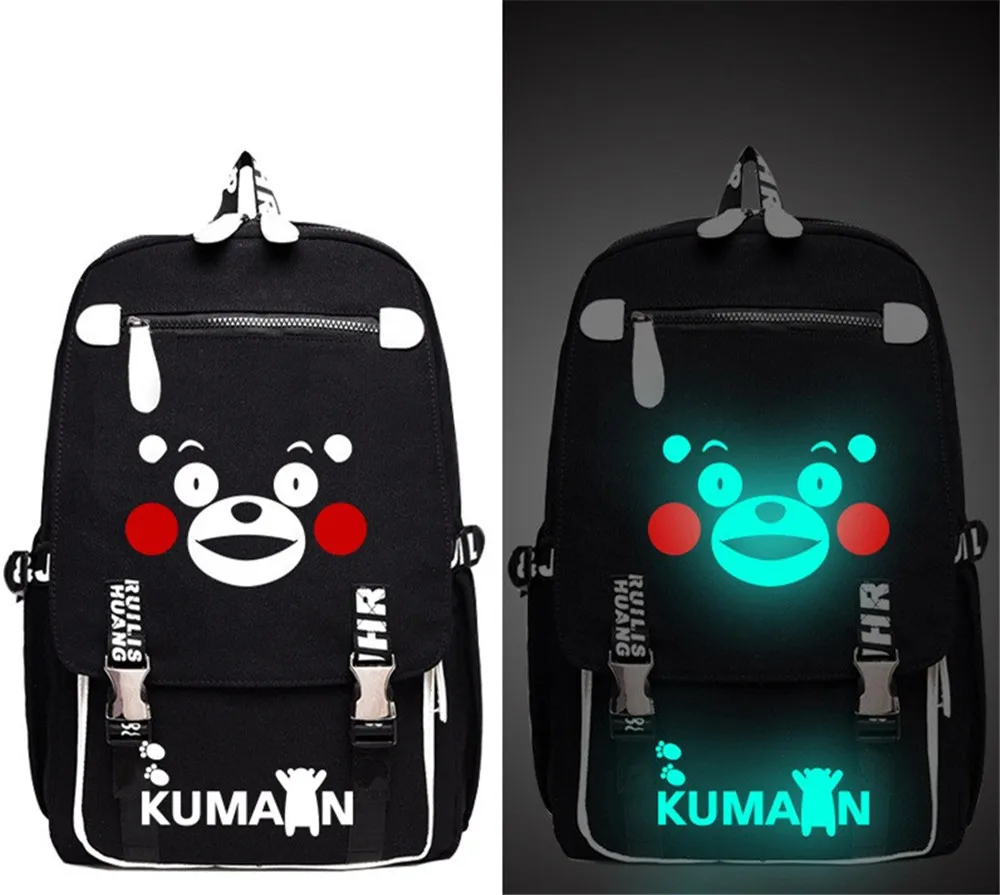 

Cartoon KUMAMON Fan Beer mascot Printed Anime Luminous Backpack Bag Messenger Glow in Light School Bag Boy Girl Gift