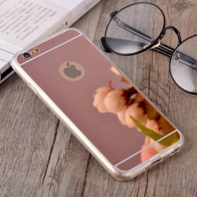 Простота мягкий, зеркальный, из ТПУ чехол для iPhone 5 5S SE 6 6S 7 8 Plus X XR XS Max чехол s крышка - Цвет: Rose