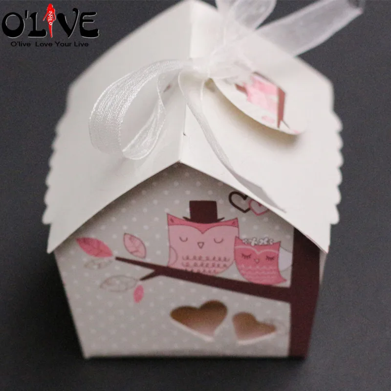 50 шт. коробка для конфет Мини Дом Птица Подарочная сувениры на день рождения