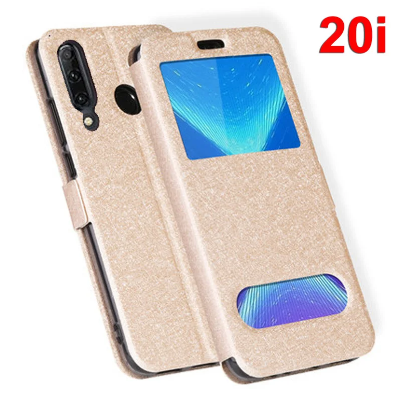 Кожаный флип чехол с окошком спереди для Huawei Honor 20i телефона 20 i 6 21 дюйма задние