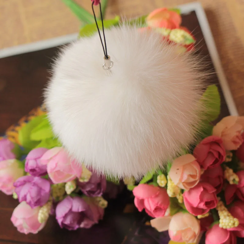 

10cm Nature Genuine Fox Fur Ball Pom Pom Fluffy DIY Winter Hat Skullies Beanies Knitted Cap Pompoms F005-white