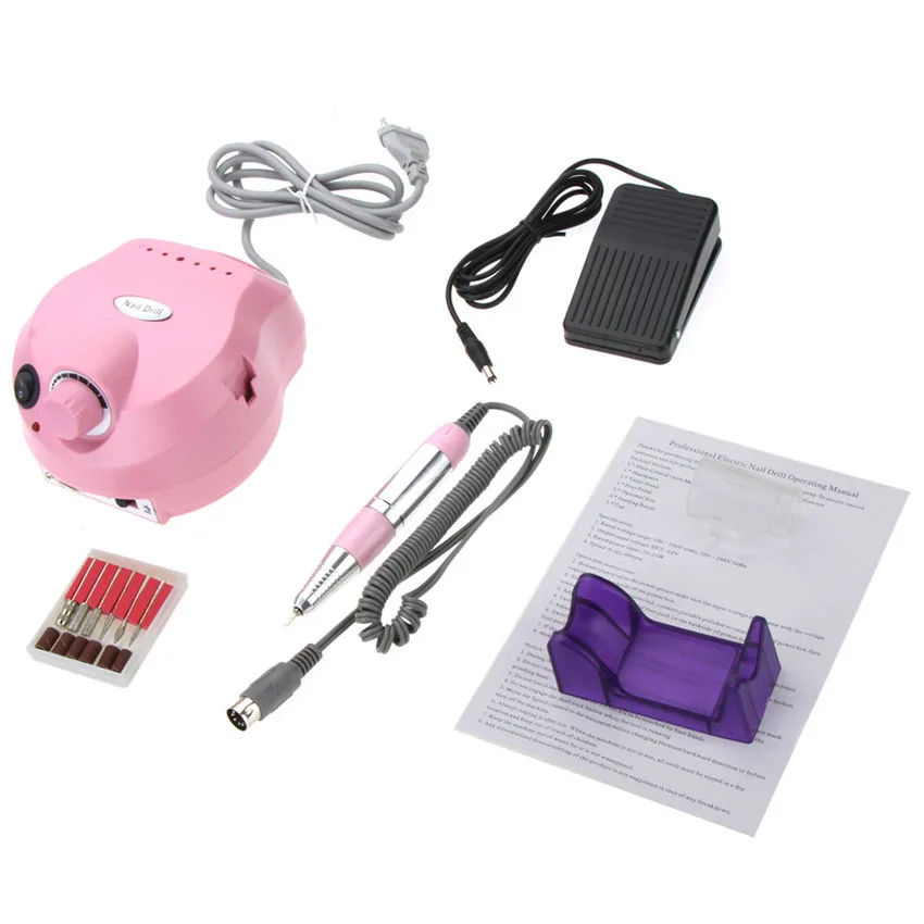 Drill Nail Machine Pink 30000RPM Manicure Pedicure Tools Polish File Pen Kit Milling Cutter Bits Footpedal | Красота и здоровье