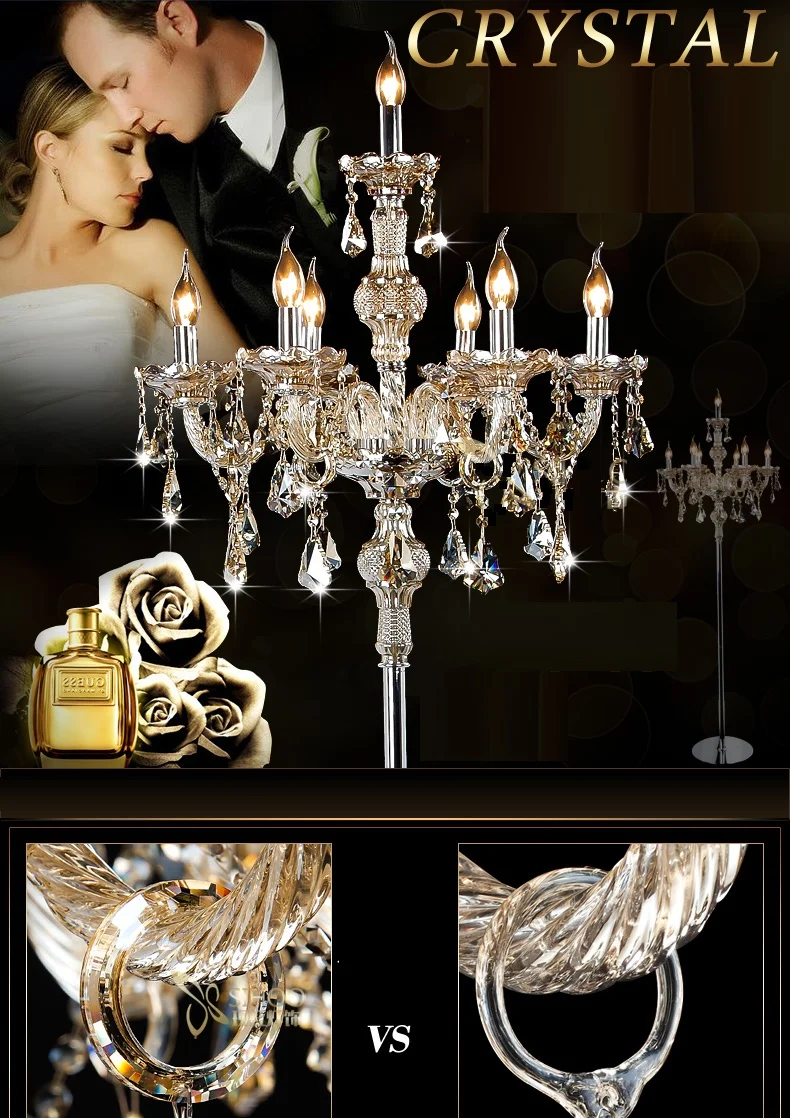 Fashion modern crystal Floor lamp living room lights bedroom lamps French Modern stand Lights Crystal Abajur cristal | Лампы и