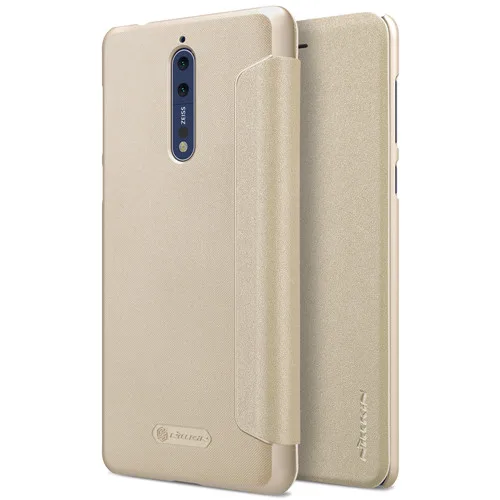 Gold Nillkin для Nokia 8 чехол флип искусственная кожа и пластик PC чехол для Nokia8 противоударный защитный щит ультратонкий - Цвет: Gold