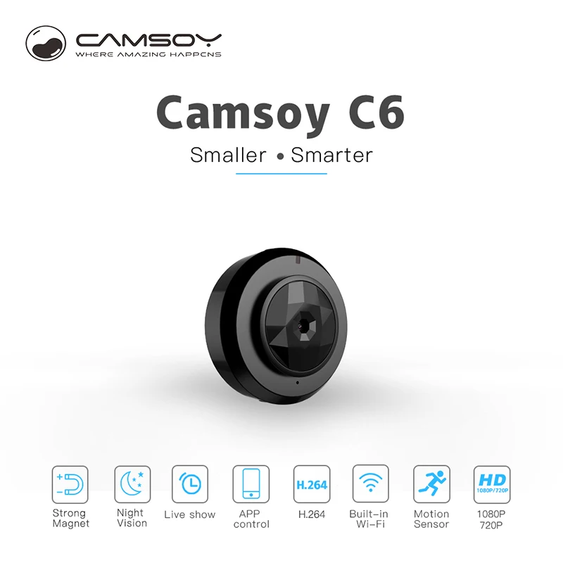 Камера ночного видения CAMSOY Mini HD 1080P беспроводная Wi-Fi IP инфракрасная камера