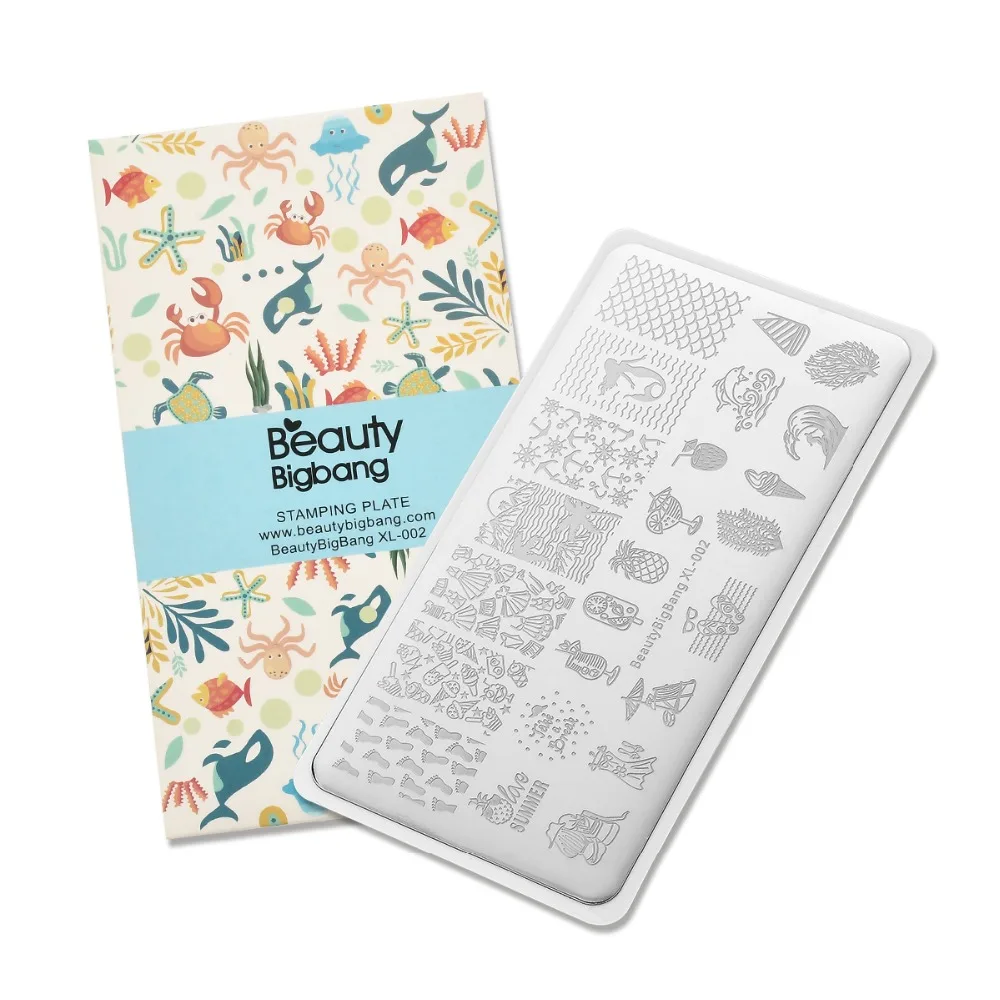 BeautyBigBang штамповочная пластина 6*12 см из нержавеющей стали, морские фрукты, кружева, Крутое изображение, инструменты для дизайна ногтей, для рукоделия, штамповочные пластины, печать