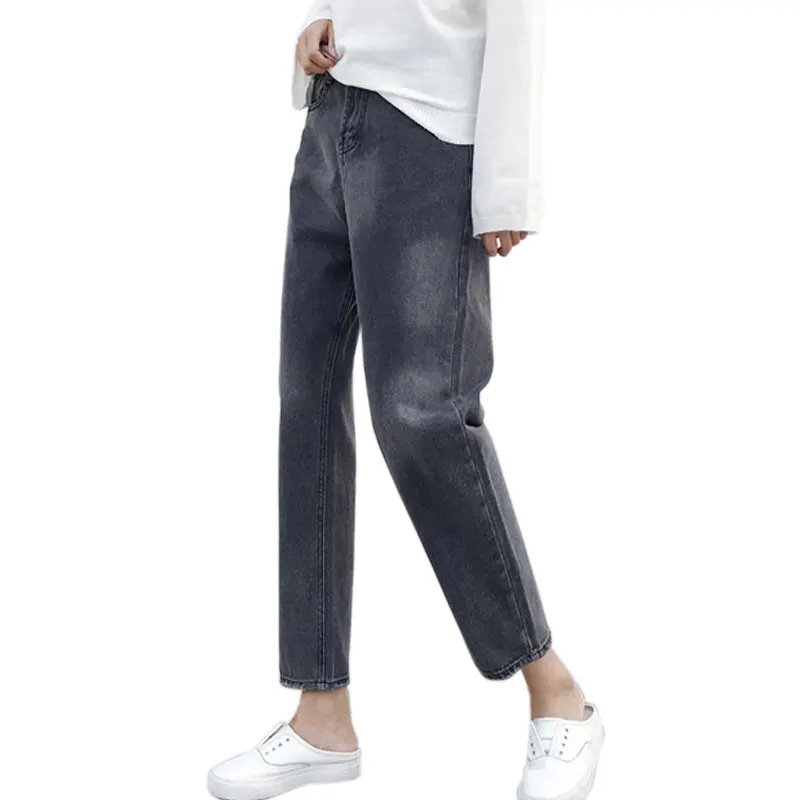 Женские джинсовые шаровары Осень-зима 2017 на молнии со средней талией свободные