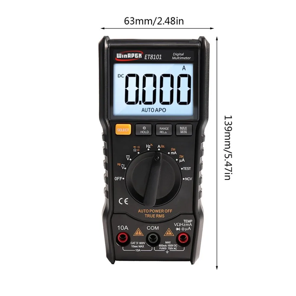 Winapex Цифровой мультиметр Полная защита мини многофункциональный ручной