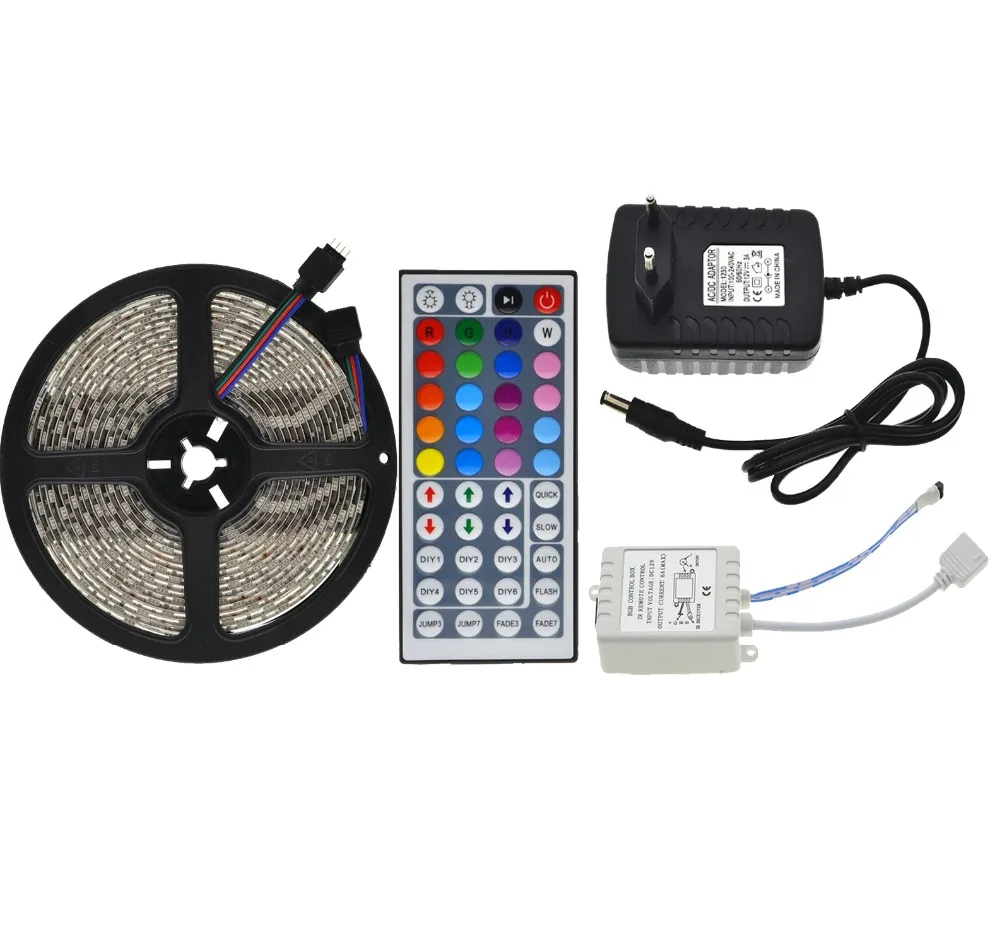 Светодиодная лента 5050 RGB 5 м 300 гибкая полоса освещения набор + 44 клавиши пульт