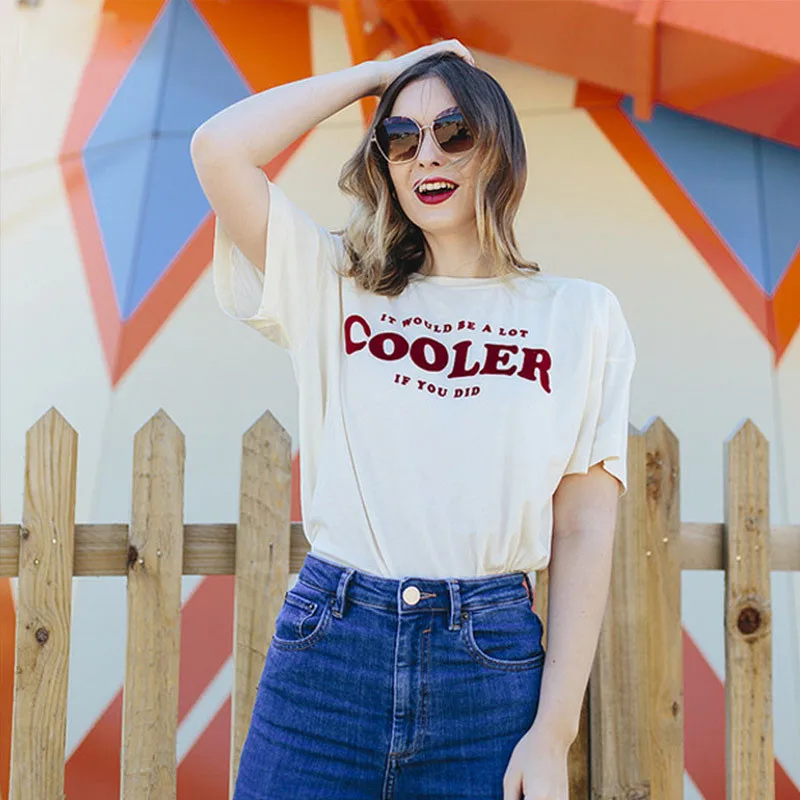 Женская футболка с принтом Повседневная белая для влюбленных пар лето 2019 | одежда