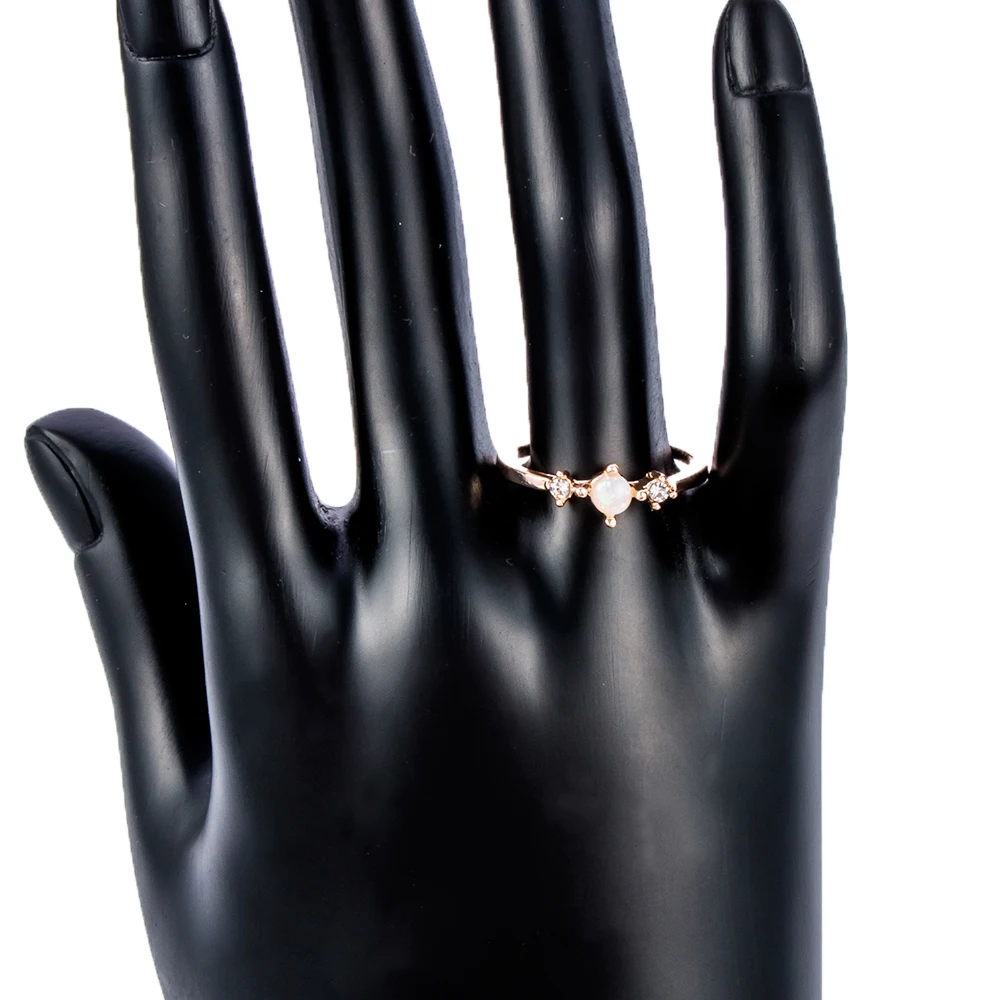 Розовое золото Bijoux кольцо Круглый огненный опал ювелирные изделия подарок