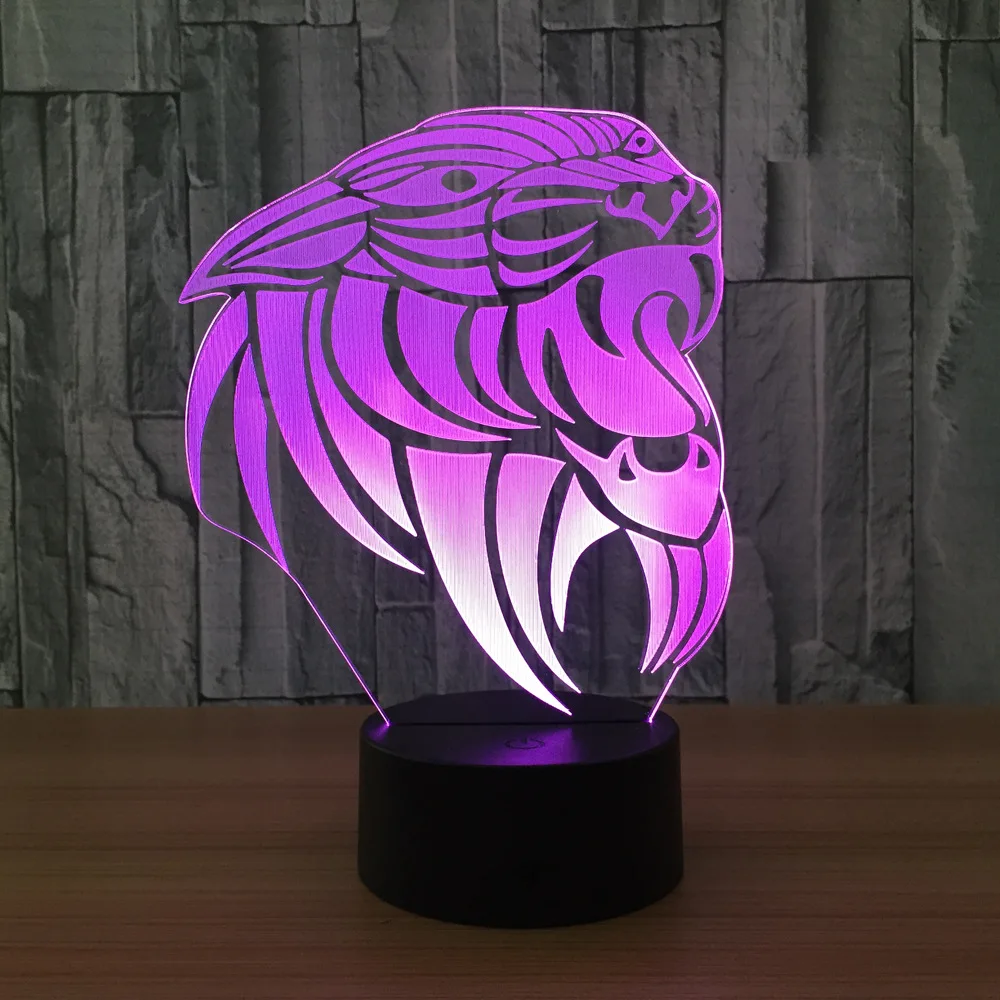 3d лампа в виде льва 7 цветов Светодиодные ночные лампы для детей сенсорный