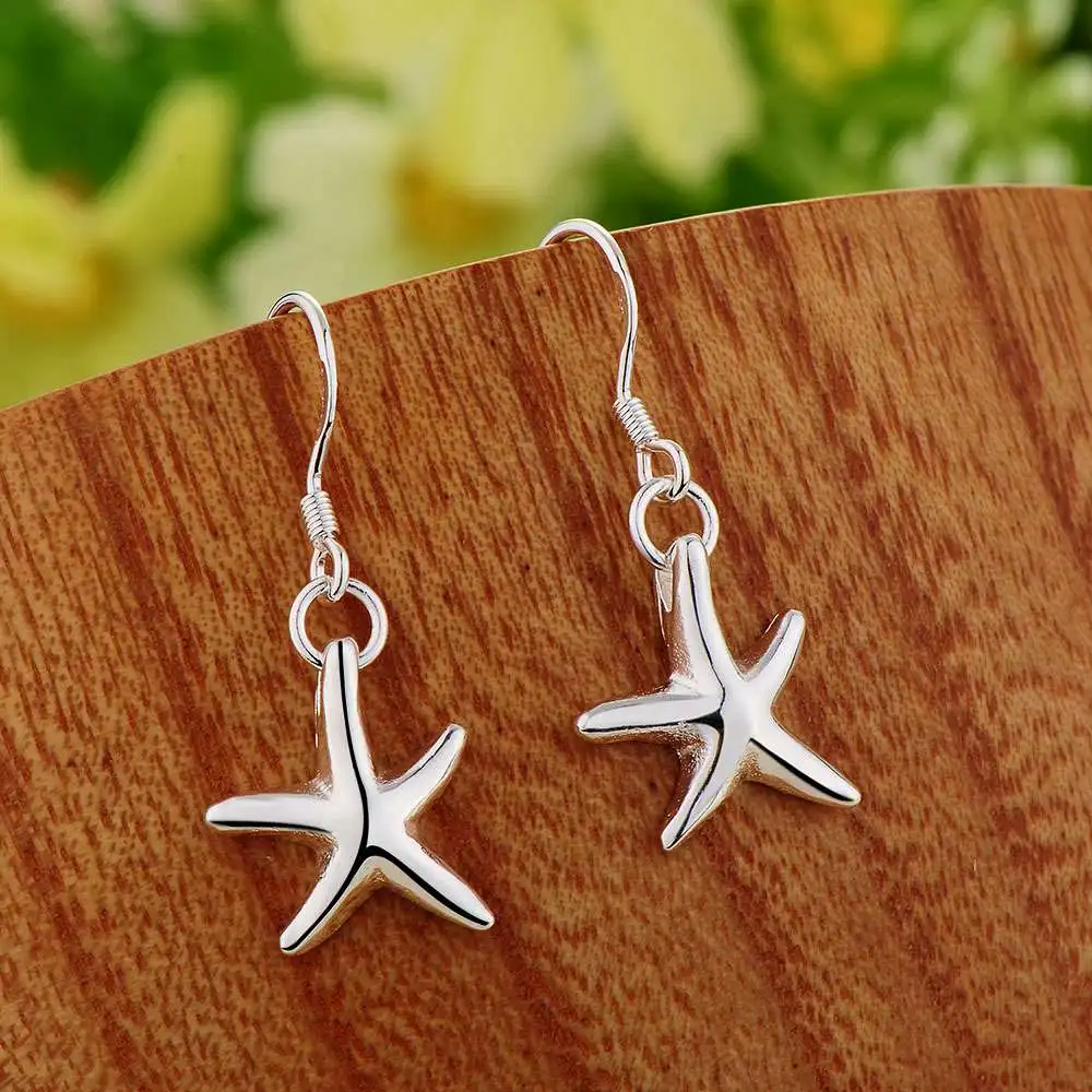 Женские посеребренные серьги с морскими звездами модные ювелирные украшения