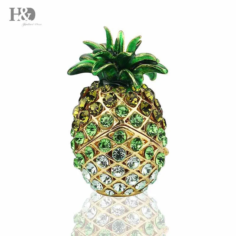 H &amp D 2 6 &quotBejeweled ананас безделушка коробка ручная роспись Коллекционная