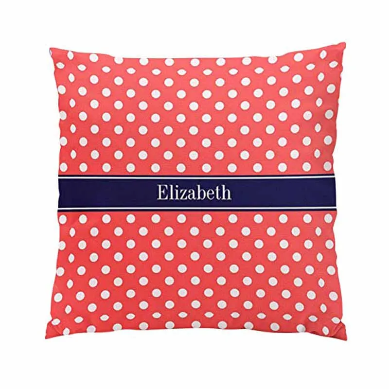 Коралловый красный узор в горошек темно синий название монограмма скрытая