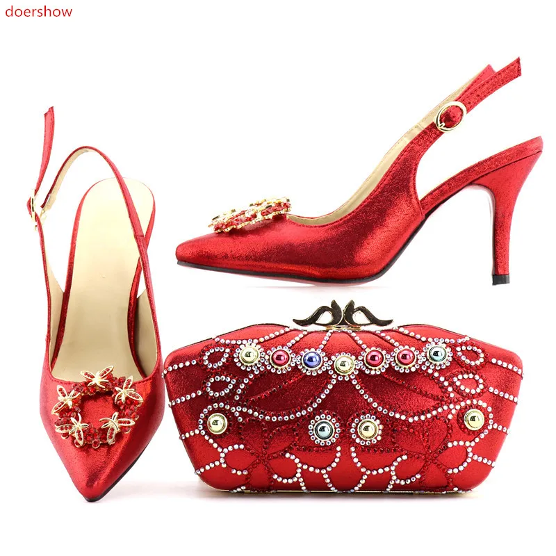 doershow Italian Shoes With Matching Bags For Party High Quality And Set Wedding SHV1-78 | Обувь