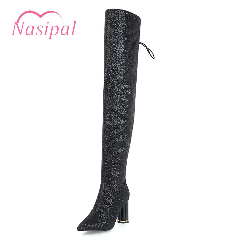 Nasipal Брендовая обувь пикантные женские сапоги до бедра на высоком каблуке