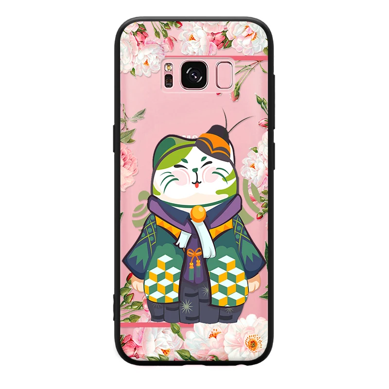 Цветочное кимоно удачи с изображением кота для samsung Galaxy S6 S7 край S8 S9 Plus Note 3 4 5 8 9