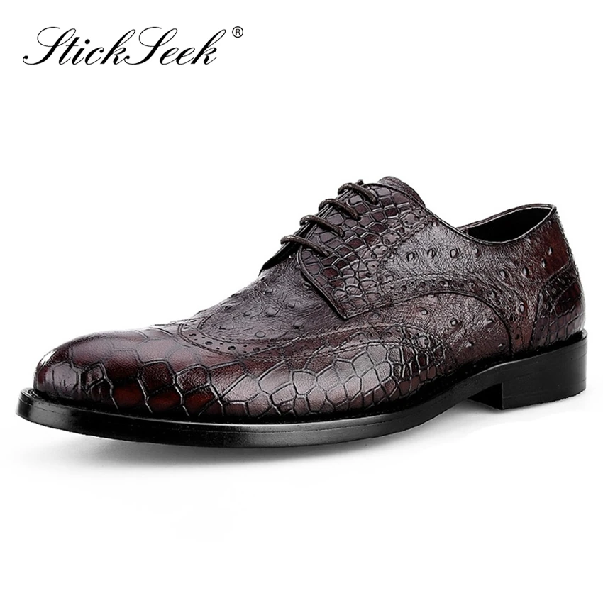 Роскошная деловая Мужская обувь из натуральной кожи с перфорацией типа броги