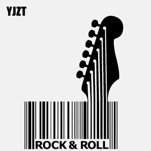 Наклейка со штрих-кодом YJZT, 10,5 см х 14,2 см, музыкальная гитара, рок, виниловая, чернаясеребристая, наклейка на автомобиль, C22-0565