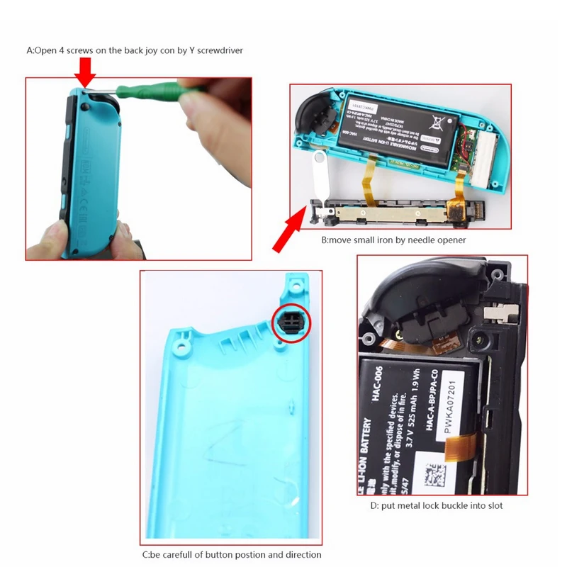 Металлический замок пряжки пуговицы для NS JoyCon ремонт Запчасти контроллер