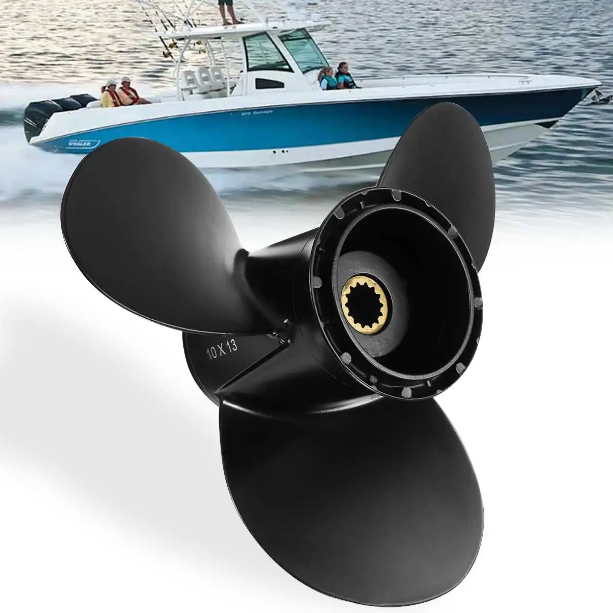 778863/175191 алюминиевый сплав 10x13 морской подвесной Пропеллер для Evinrude Джонсон 15-35HP 3 лезвия 14 сплайн зуб черный