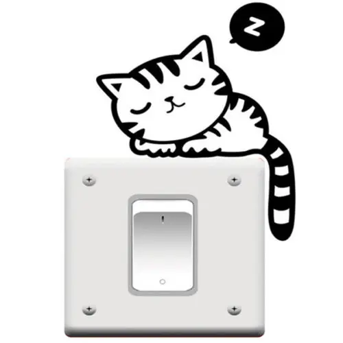 Черный милый кот собака съемный художественный виниловый стикер для