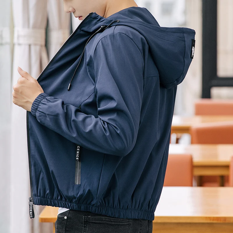 Новинка 2019 мужское водонепроницаемое пальто на молнии тонкая приталенная куртка