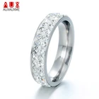 Женские обручальные кольца auxme, обручальное кольцо из нержавеющей стали 316L с двумя рядами кристаллов, 5-13 мм