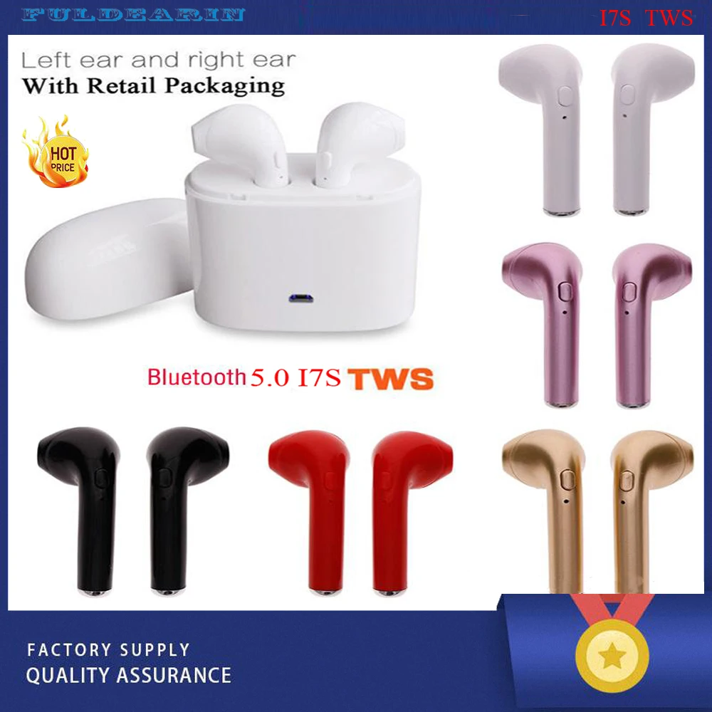 Музыкальная гарнитура i7s TWS наушники туры мини беспроводные Bluetooth вкладыши для
