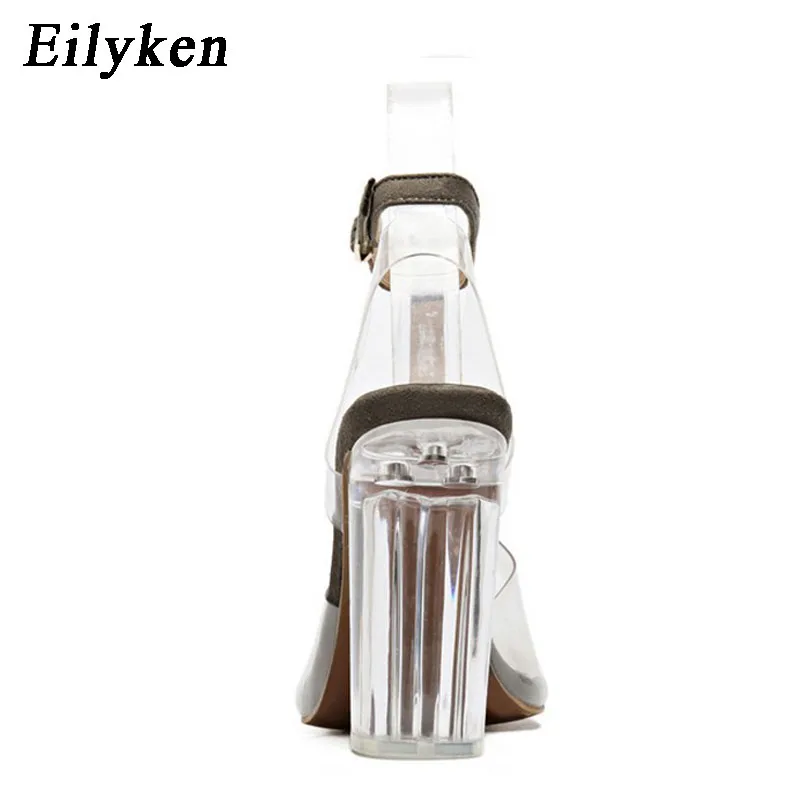 Eilyken новые женские сандалии из ПВХ туфли на высоком каблуке с ремешком щиколотке