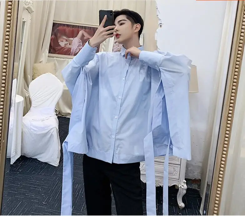 2019один Размер! Весенняя минималистская Футболка с рукавами летучая мышь, модная мужская сценическая рубашка бренда tide