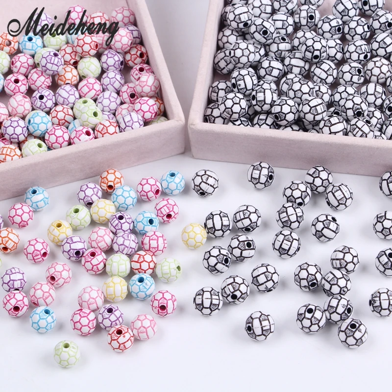 

Acrylic Summer Soccer Football colorful Beads For Jewelry Making black white Bracelet DIY Design Collocation Material