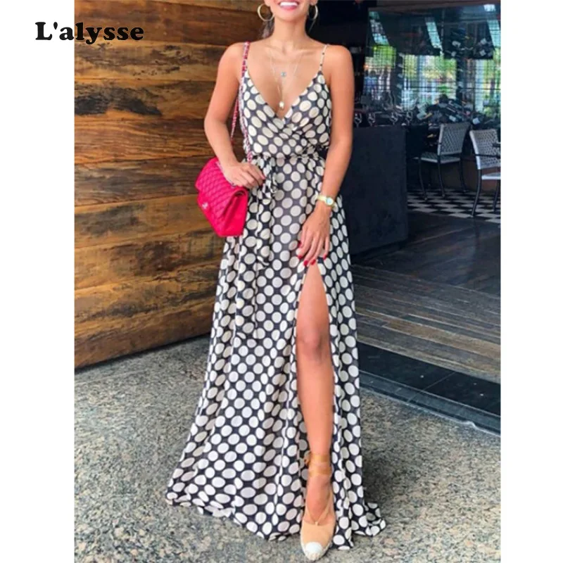 Женское пляжное платье LALYSSE летнее с v-образным вырезом на бретельках макси в