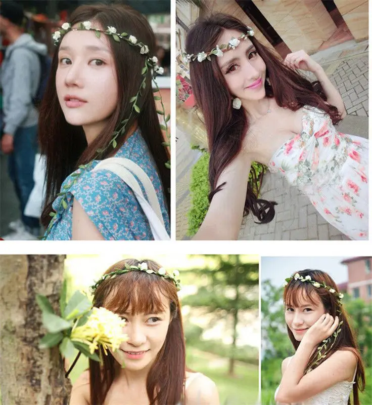 Свадебный головной убор невесты эластичный Цветочный венок ободок гирлянда