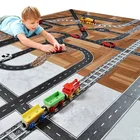 Пазл детский многоразовый с наклейками на железную дорогу и автомагистраль