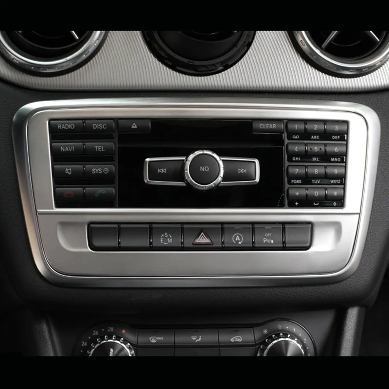 

Silver Center Console CD Frame Decoration Cover Trim For Mercedes Benz GLA X156 CLA C117 200 220 260 2014-2018 Stainless Steel