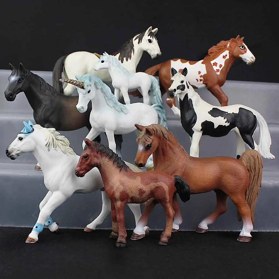 9pcs Horse-1 Диких животных модель ранчо лошадь игрушка набор в фигурки детей Образование Подарки орнамент - Цвет: 9pcs Horse-1