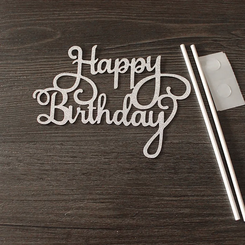 Высокое качество новый кекс торт Топпер флаги с надписью Happy Birthday двойная палка