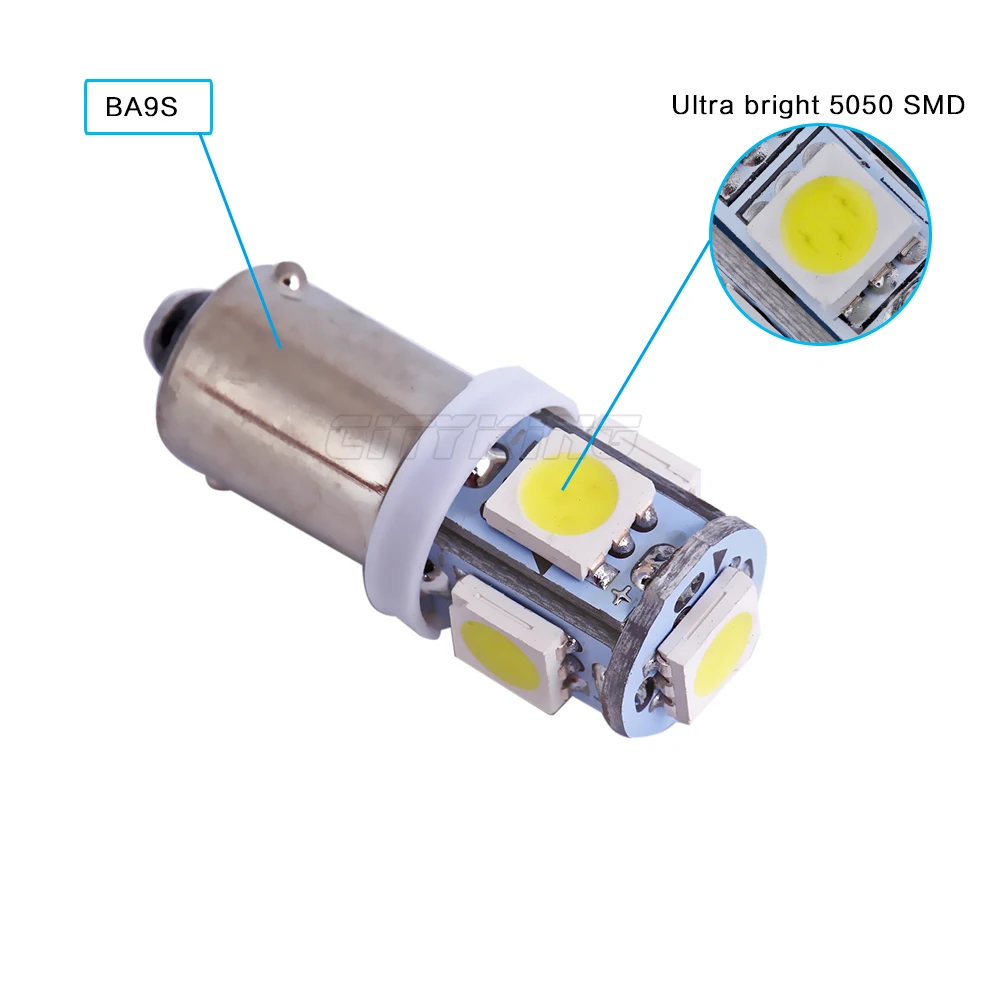Бесплатная доставка 10 шт./лот Автомобильные светодиодные лампы BA9s led 5led 5050 SMD t4w