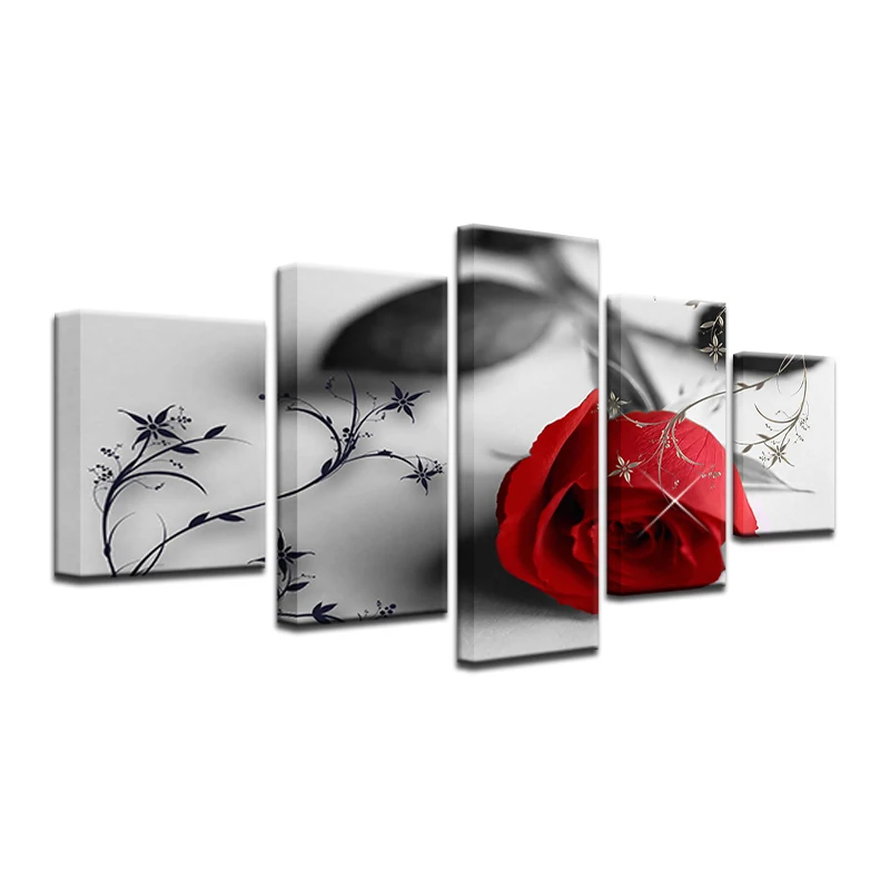 5 штук высокое качество холст картина Семья украшает красная роза модульная
