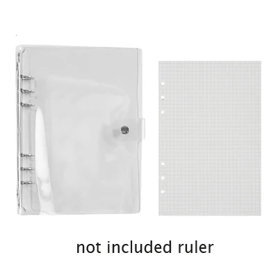 transparent A5, A6, A7, ПВХ, прозрачный блокнот, оболочка, несвязанный, с клетчатой бумагой, дневник, планировщик для школы, канцелярские принадлежности - Цвет: transparent