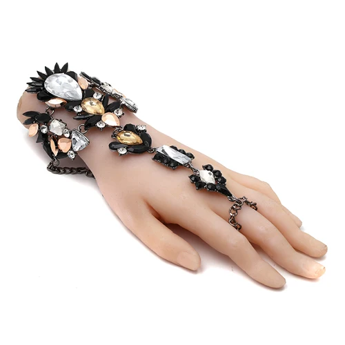 black bracelet 7 цветов популярный стиль Модный Браслет Свадебные Макси ювелирные изделия Сексуальная ручная цепочка эффектный женский Бохо кристалл браслет 1 шт - Окраска металла: black bracelet