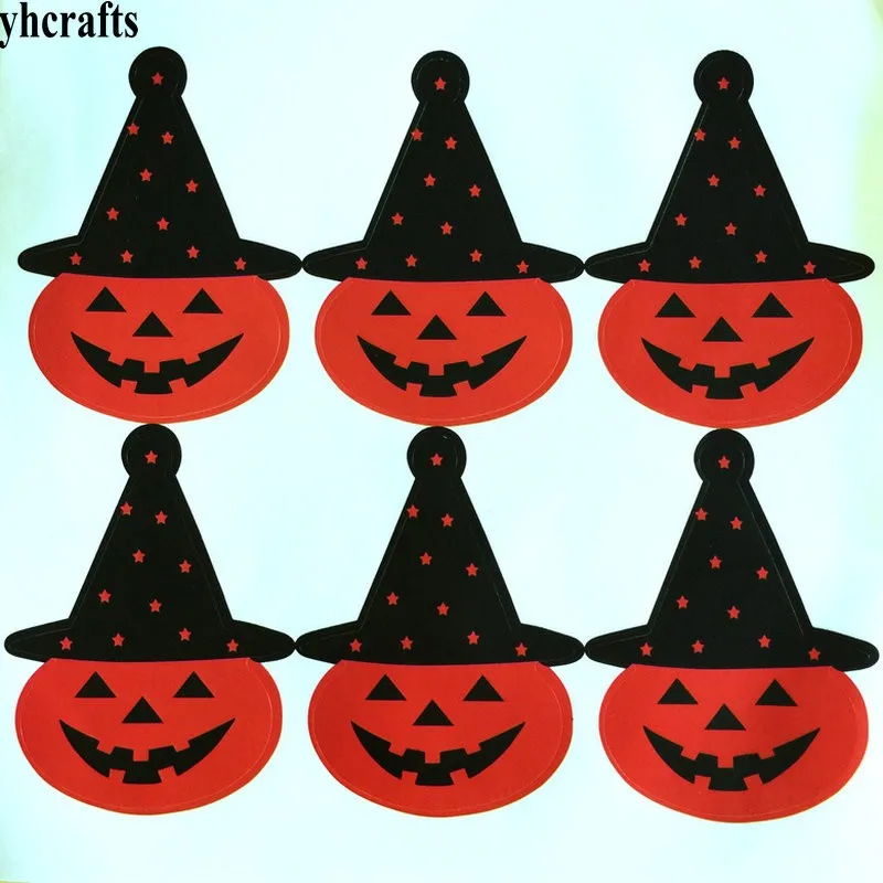 

6PCS/LOT. Pumpkin hat paper sticker Halloween bake sealing stickers Scrapbooking kit Craft material Label Wall Fridge stickers