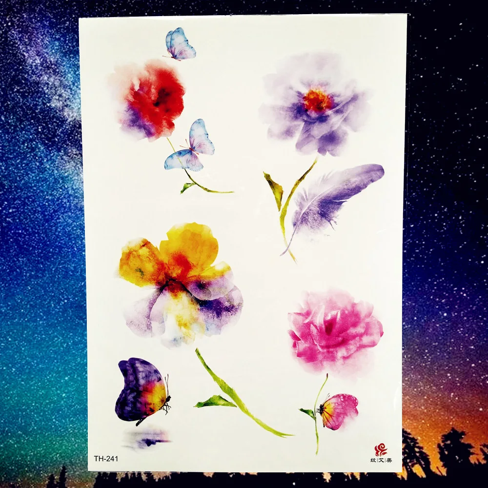 Рисунок розы череп смерти Треугольник Временные татуировки стикер сексуальная