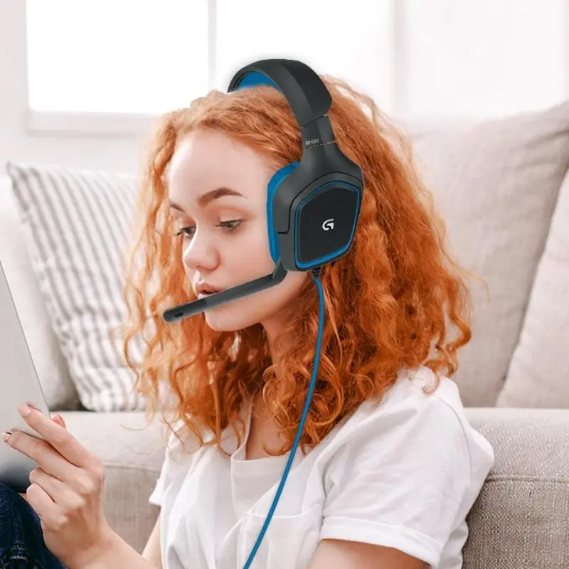 Игровая гарнитура с объемным звуком от logitech G430 7,1, стерео проводные наушники для геймеров с микрофоном для ПК, компьютерных игр