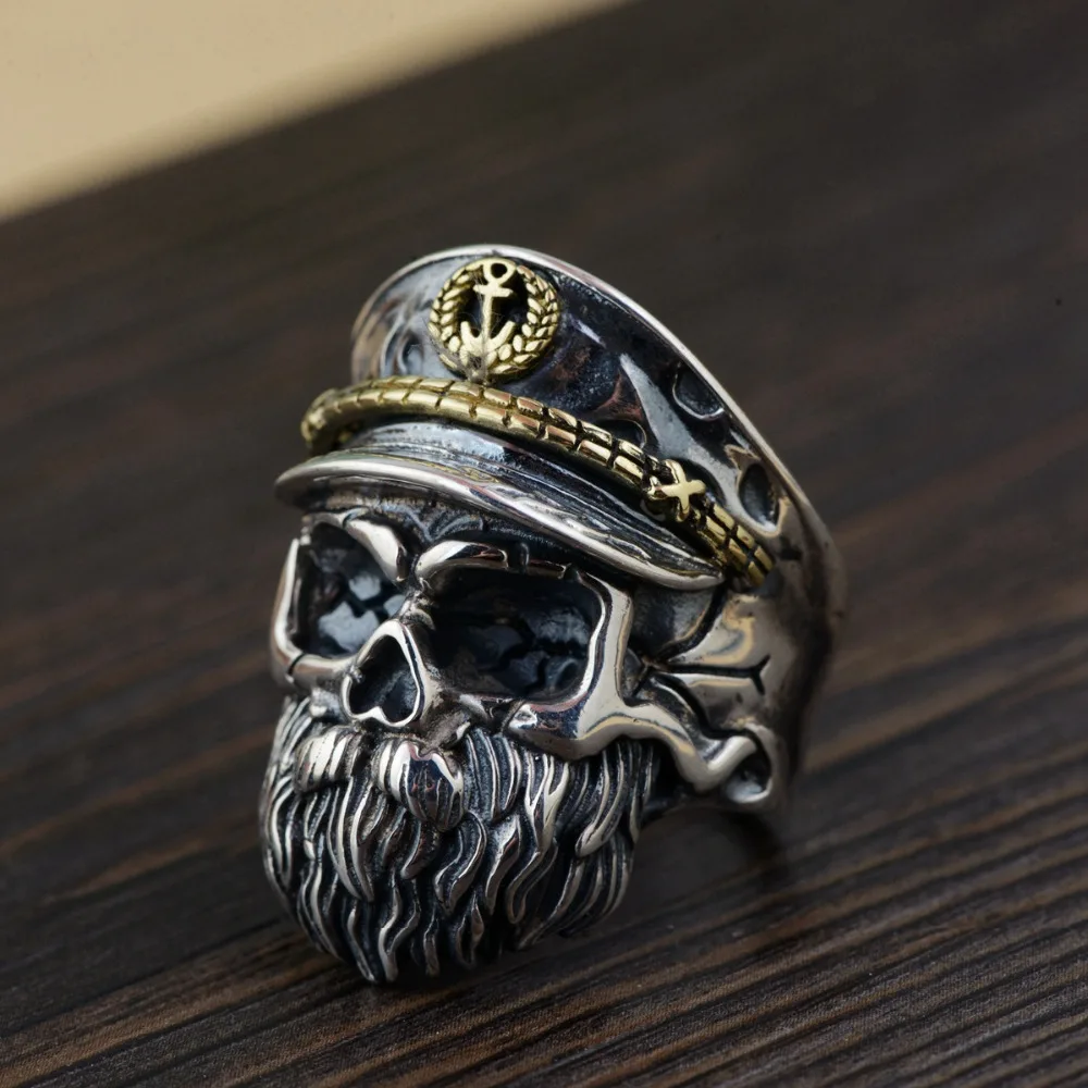 BALMORA, 925 пробы, серебряное, Ретро стиль, череп, капитан, открытый штабелирование, кольца для мужчин, пара, панк, крутое, хип-хоп, модное ювелирное изделие, Anillos