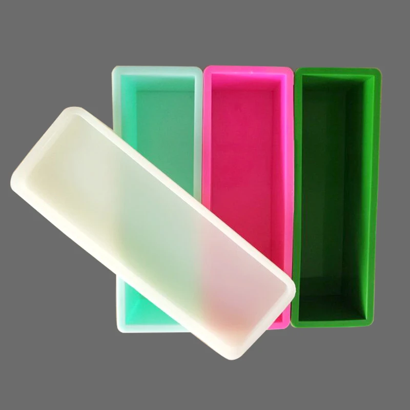 

1kg Rectangle Loaf Soap Toast Baking Mold Rectangle Soap Molds Bathroom Bar Loaf Silicone Molds Hard Silic with Cover Silica Gel