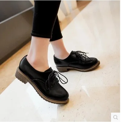 Женская обувь Американский Стиль Laceshoes каменный узор размера плюс 34-43 круглый