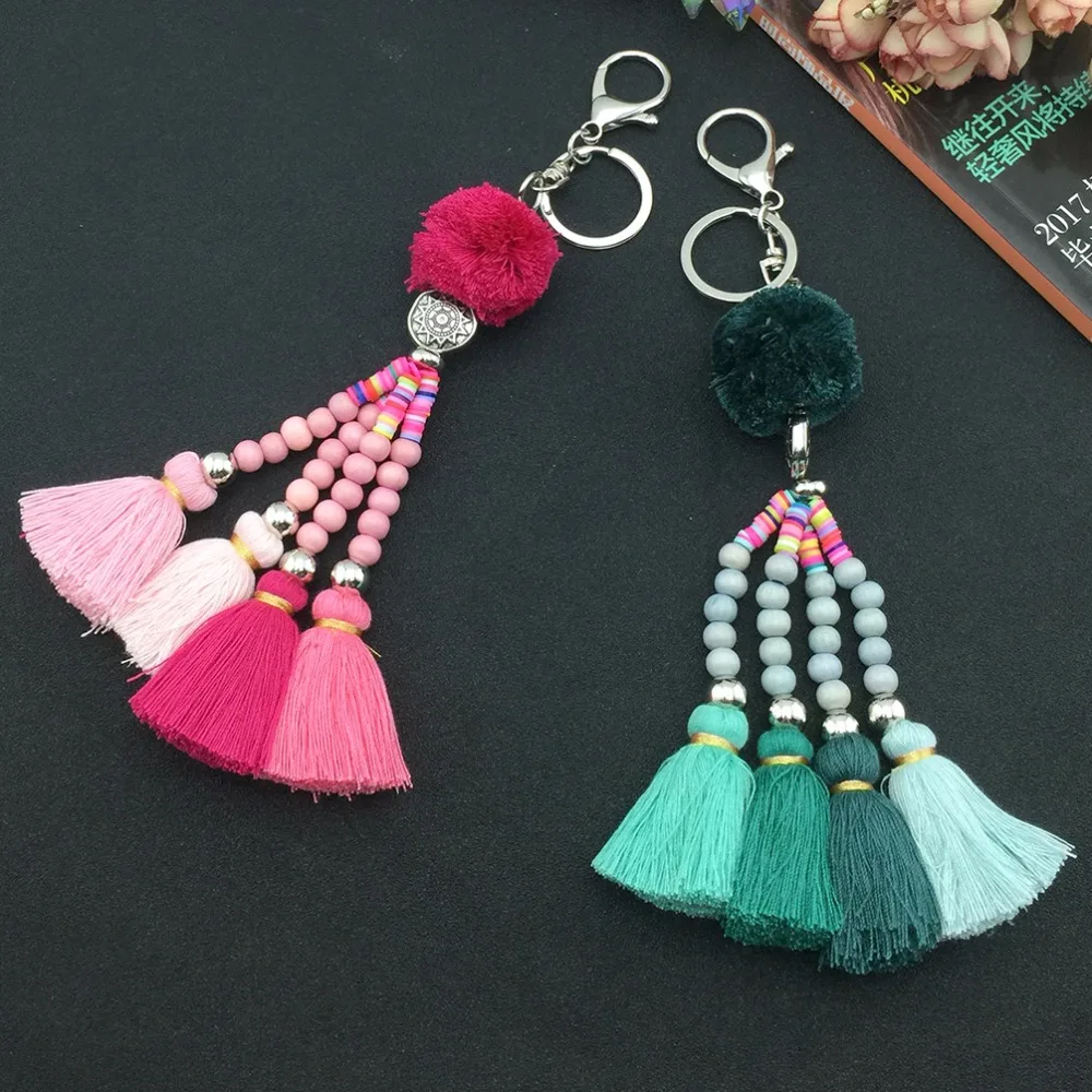 MANILAI богемный ручной работы Подвеска для сумки женский шарм помпон брелок из